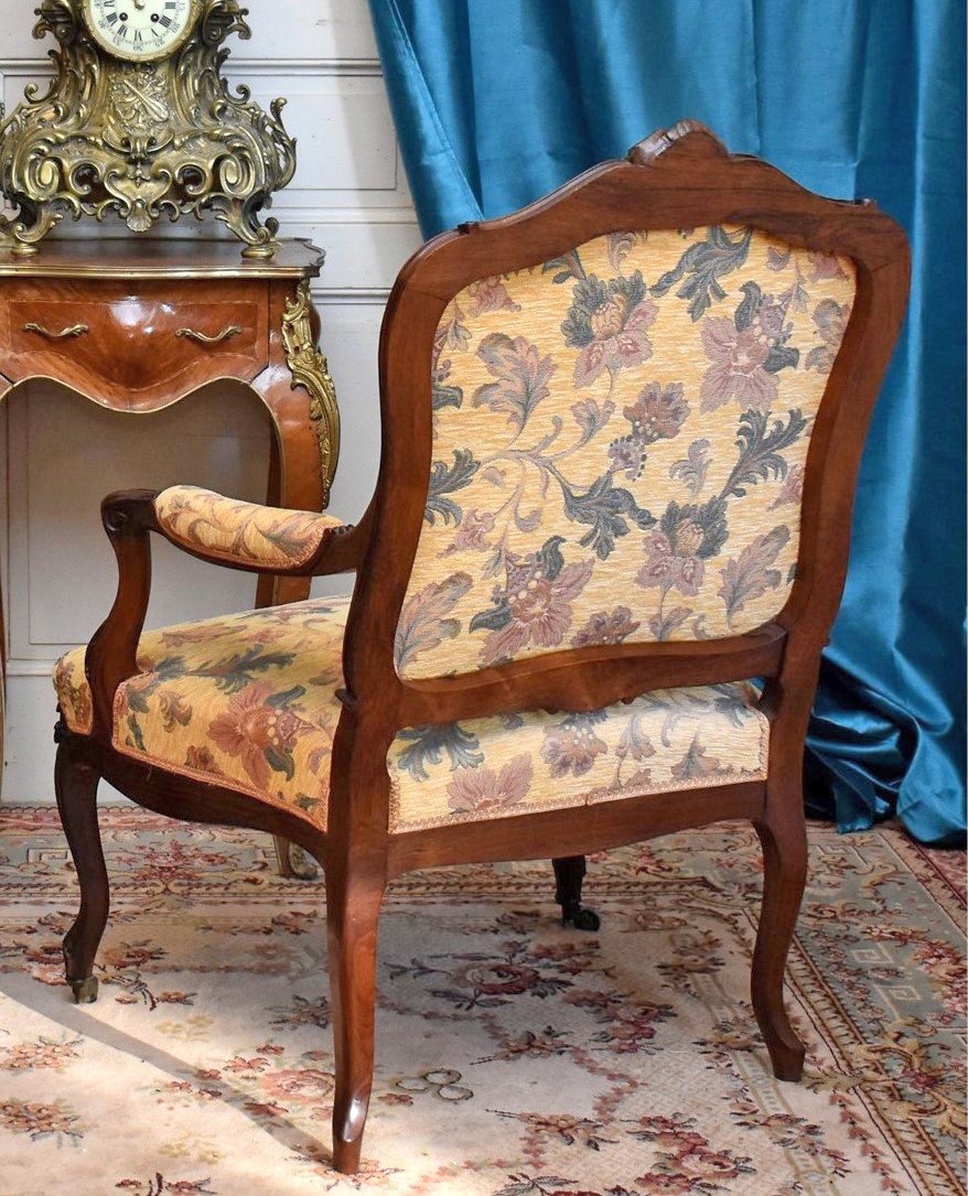 Paire De Fauteuils  Style Louis XV dossier à la Reine en Palissandre. XIXe siècle-photo-1