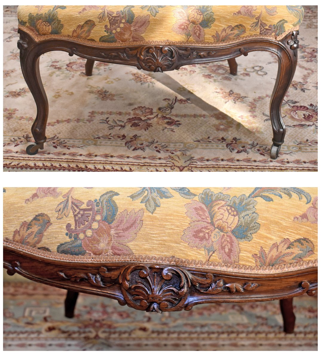Paire De Fauteuils  Style Louis XV dossier à la Reine en Palissandre. XIXe siècle-photo-3