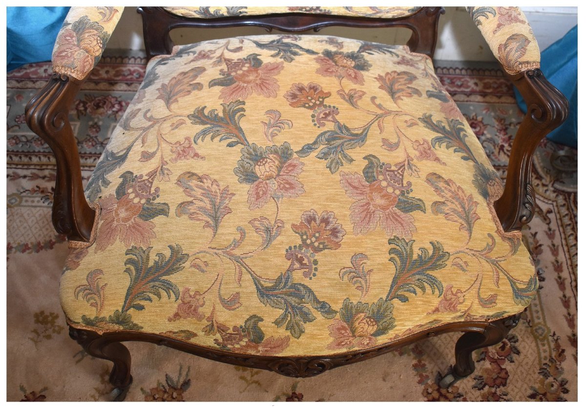 Paire De Fauteuils  Style Louis XV dossier à la Reine en Palissandre. XIXe siècle-photo-7