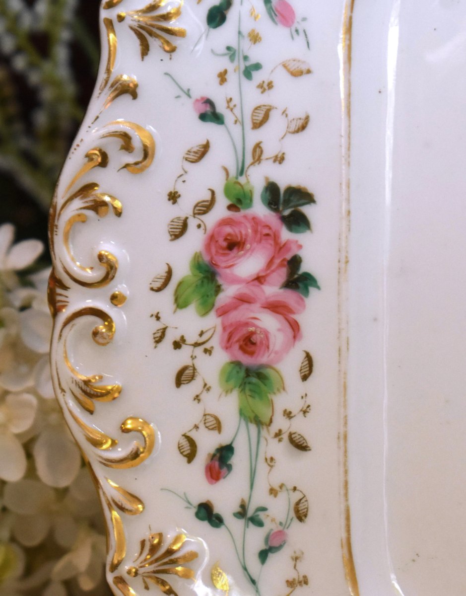Paire De Plats Décoratifs En Porcelaine Vieux Paris, XIXe ,  Assiettes décor fleurs et oiseaux-photo-1