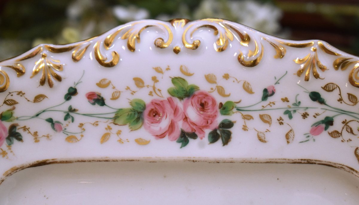 Paire De Plats Décoratifs En Porcelaine Vieux Paris, XIXe ,  Assiettes décor fleurs et oiseaux-photo-3