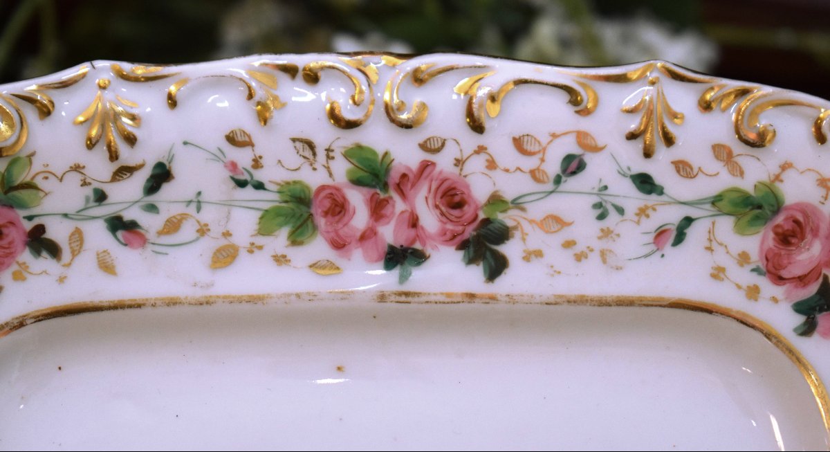 Paire De Plats Décoratifs En Porcelaine Vieux Paris, XIXe ,  Assiettes décor fleurs et oiseaux-photo-4