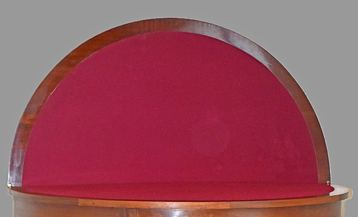 Table à Jeux Demi Lune De Style Louis XV , tapis feutrine grenat  , Console en demi-lune, -photo-4