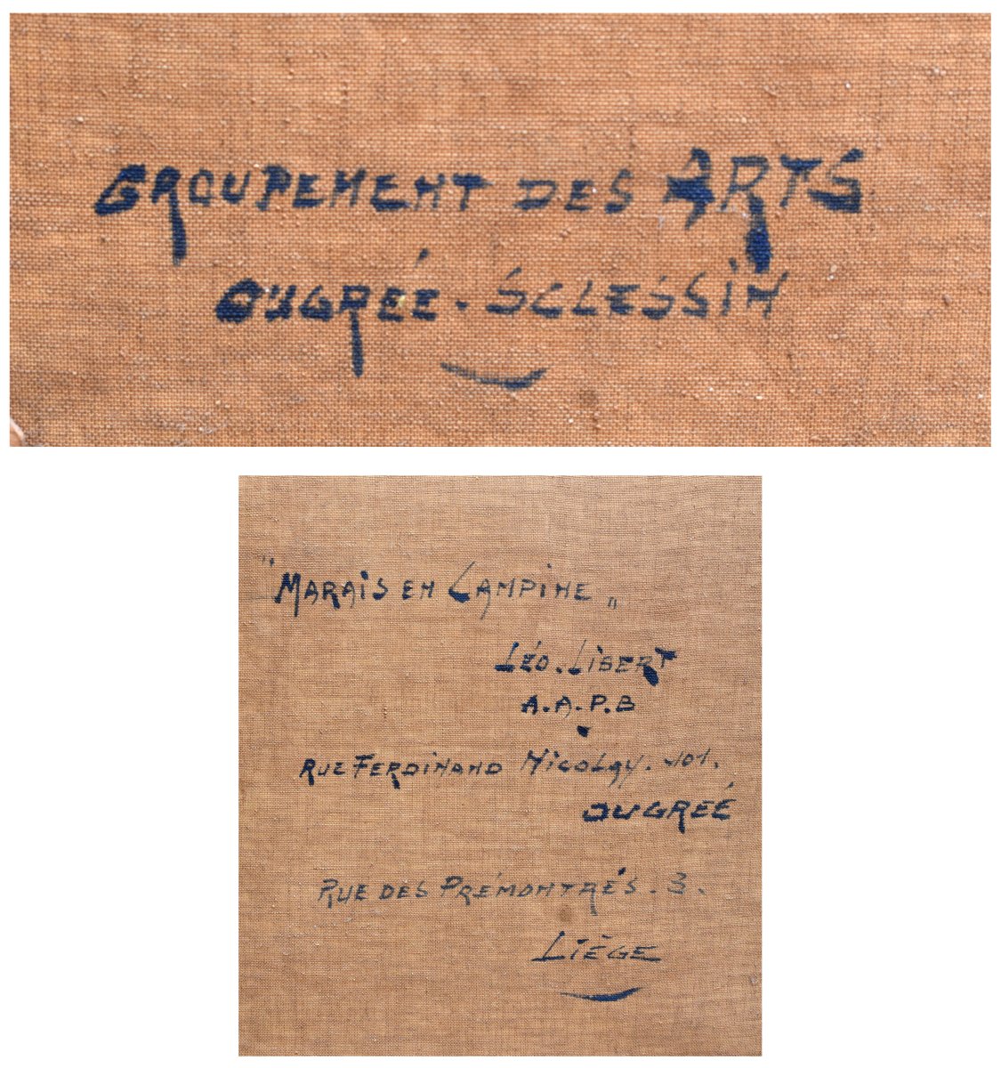 Léo Libert  Liège School, Landscape "marais En Campine"  Dated 1964, Painting  And Carved Frame-photo-8