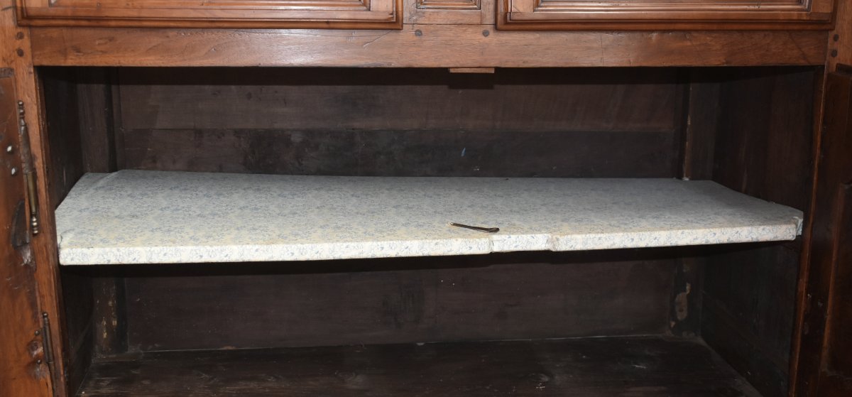 Low Sideboard In Louis XIV-style Walnut Paneling, A Hunting Cabinet, Late 17th  To Early 18th  -photo-1