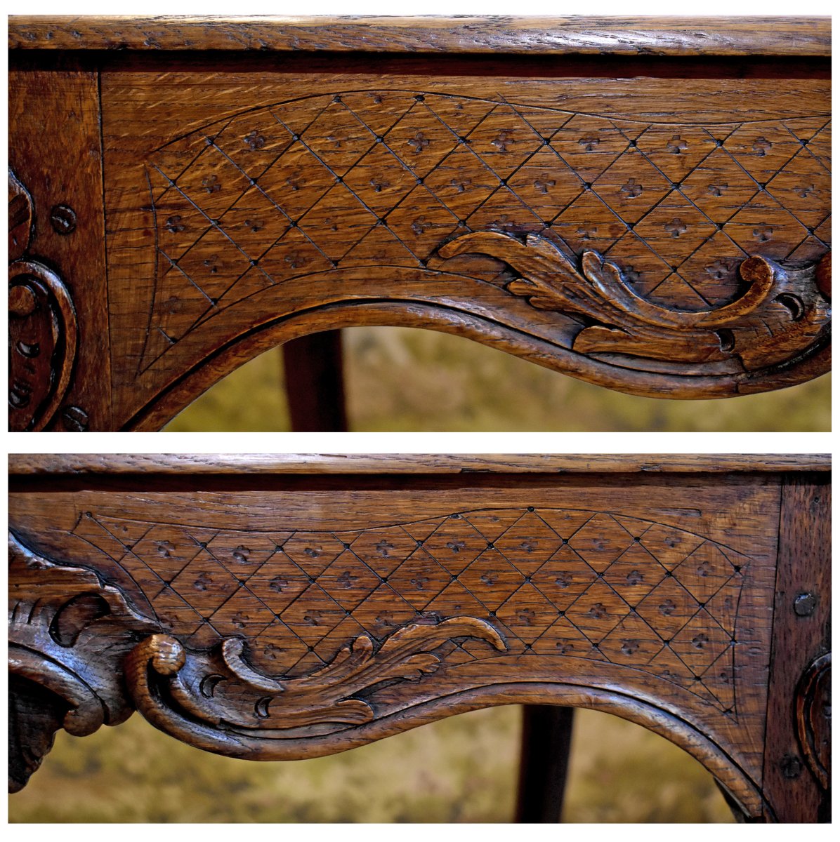 Regency-era Coffee Table—louis XV Style—made Of Waxed Oak, With Rocaille And Quatrefoil Motifs, 18th Century-photo-5