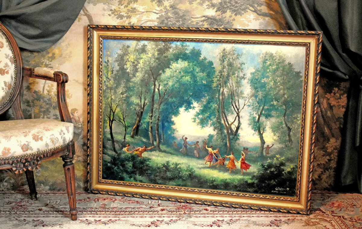 L. Dubois peintre décorateur à Limoges " une matinée, la danse des nymphes" d'après Corot      -photo-2