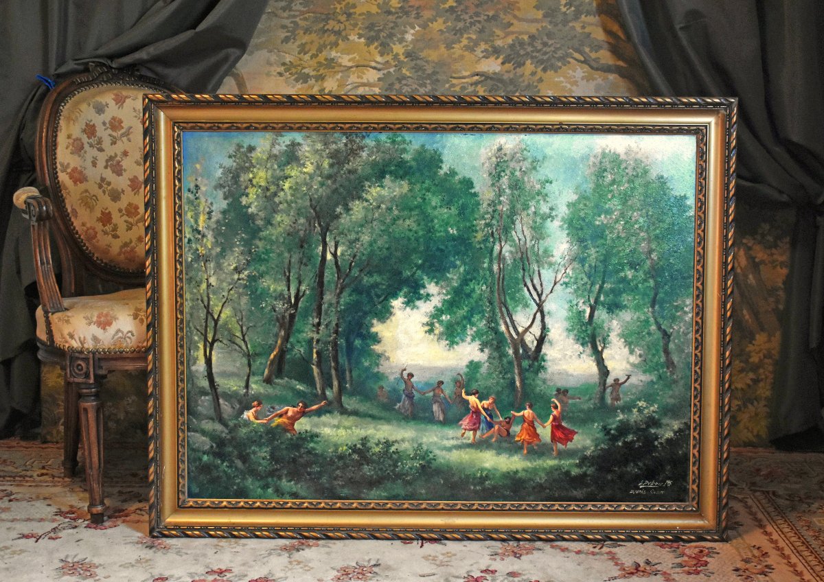 L. Dubois peintre décorateur à Limoges " une matinée, la danse des nymphes" d'après Corot      