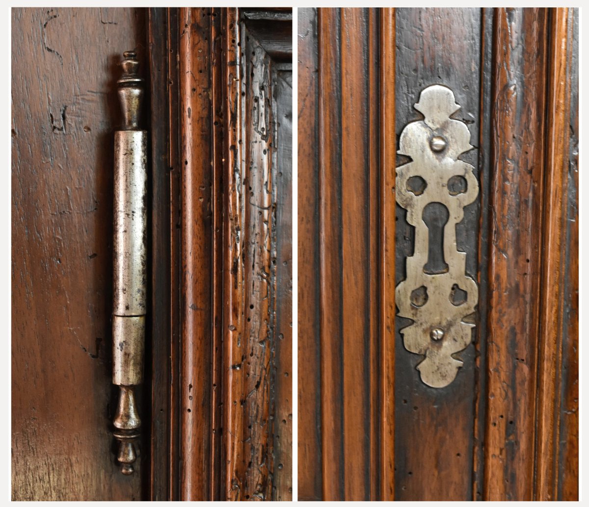 Buffet deux Corps, diminutif Louis XIII , 4 portes Pointes De Diamant, XVIIe, quatre vantaux, 2-photo-7