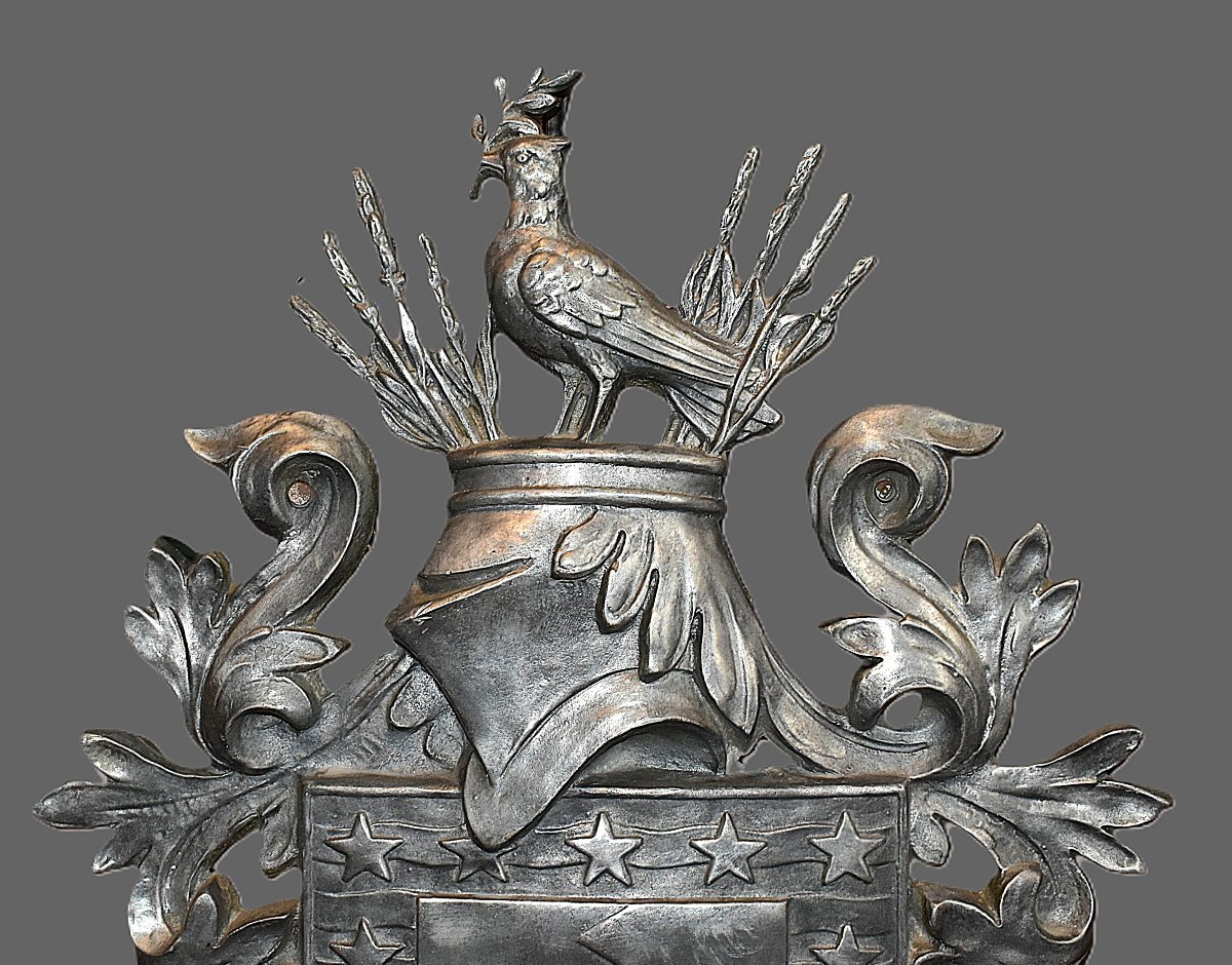 Blason Aux Armoiries, Bouclier, Heaume, étoiles, Inscriptions:  Non Mihi - Non Tibi - Sed Nobis-photo-4