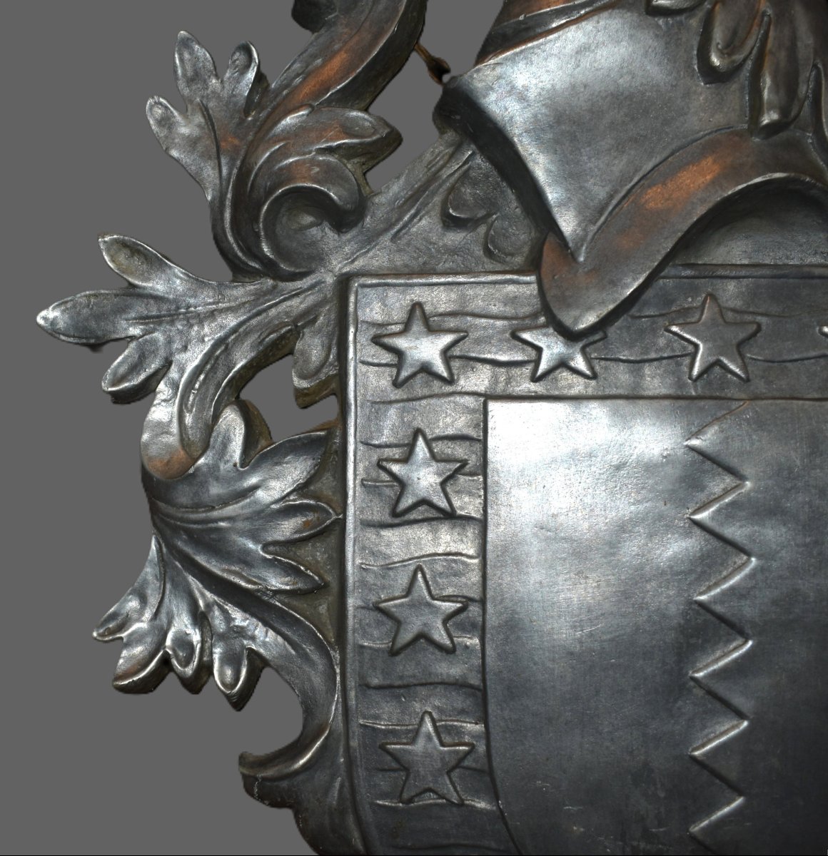 Blason Aux Armoiries, Bouclier, Heaume, étoiles, Inscriptions:  Non Mihi - Non Tibi - Sed Nobis-photo-2