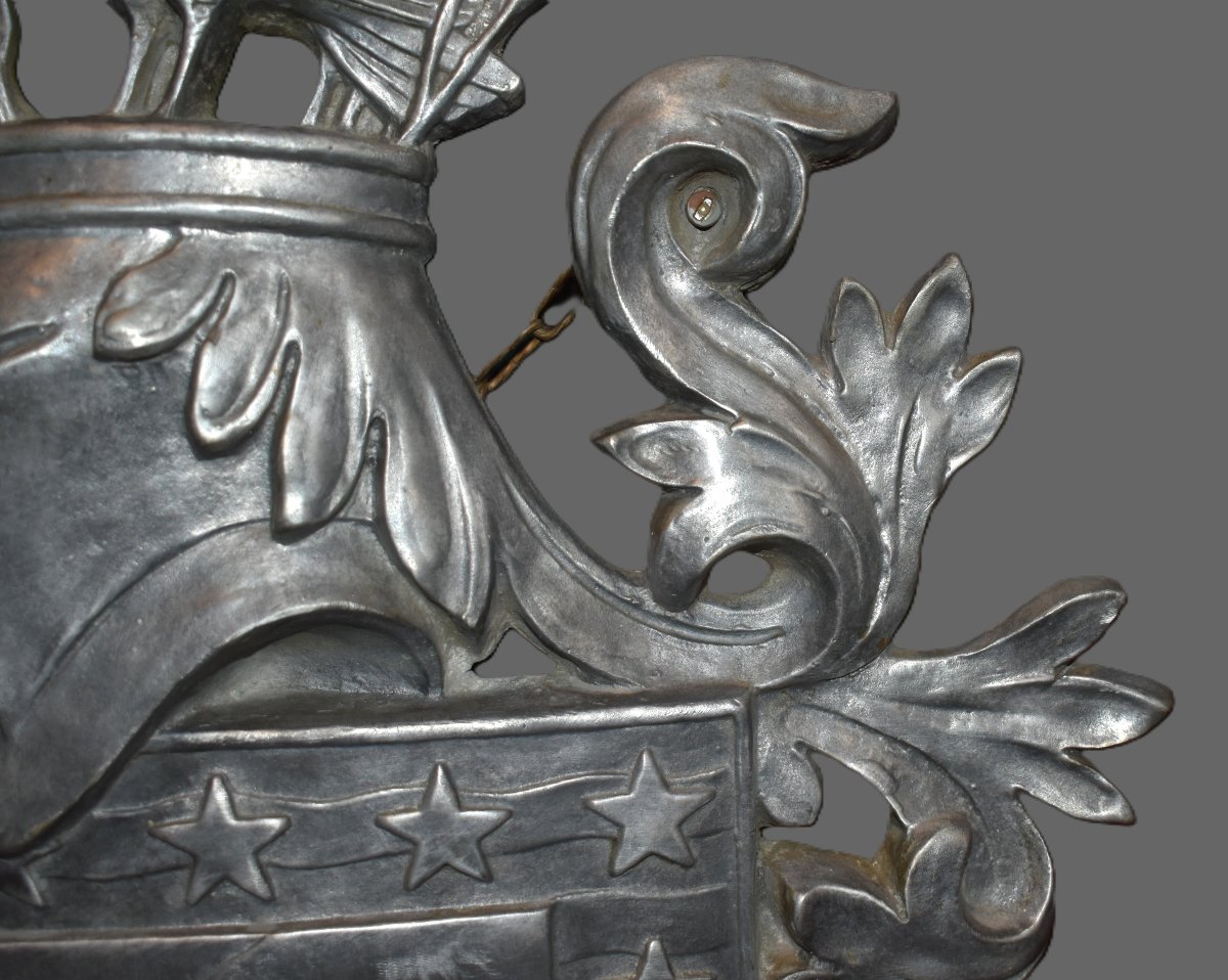 Blason Aux Armoiries, Bouclier, Heaume, étoiles, Inscriptions:  Non Mihi - Non Tibi - Sed Nobis-photo-3