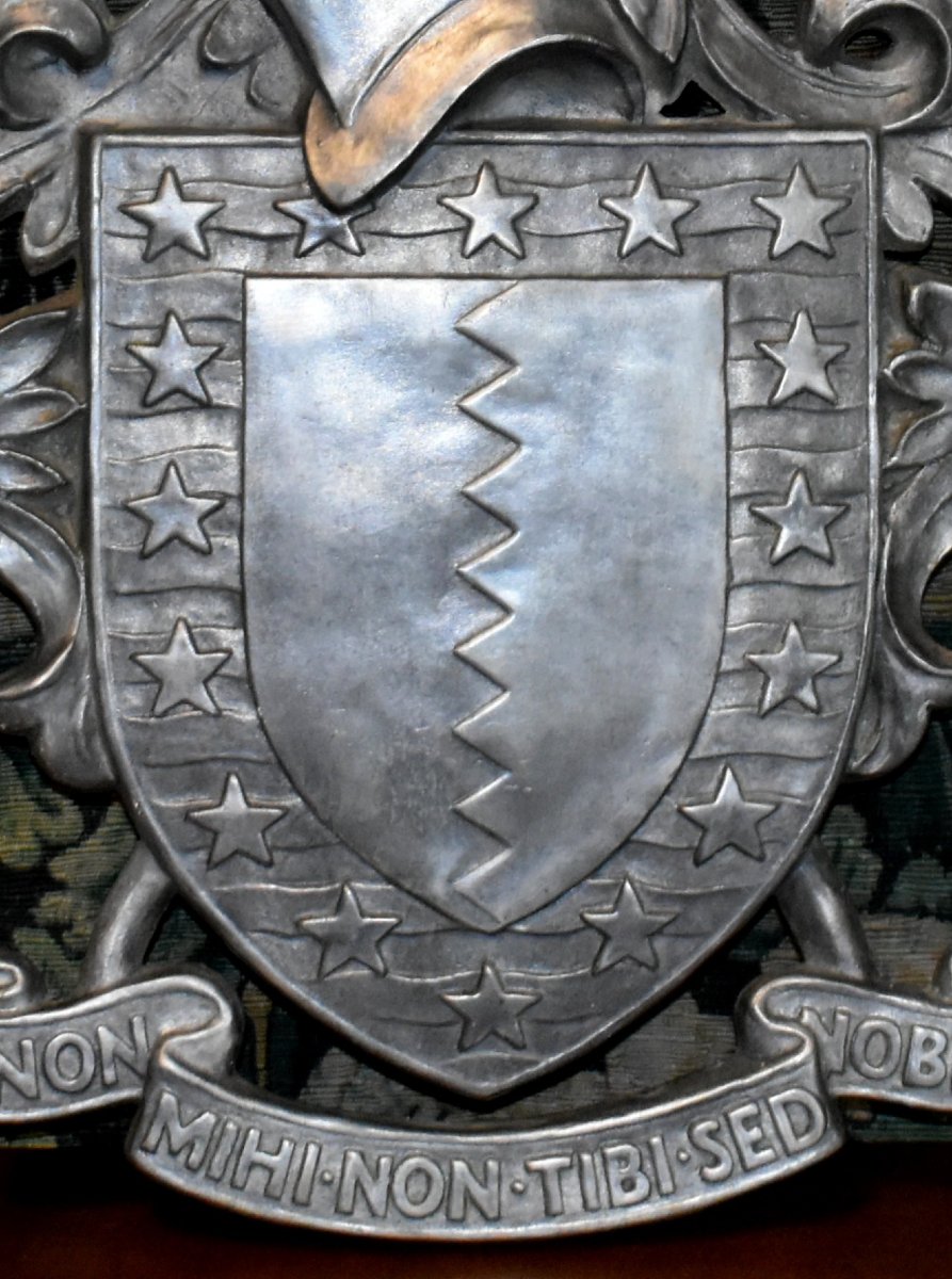 Blason Aux Armoiries, Bouclier, Heaume, étoiles, Inscriptions:  Non Mihi - Non Tibi - Sed Nobis-photo-4