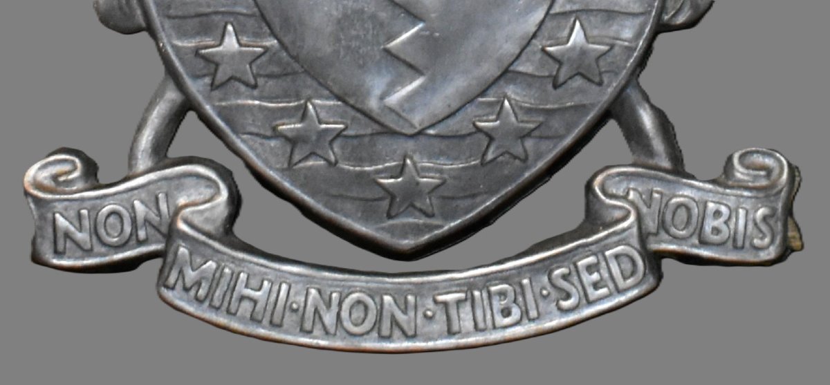 Blason Aux Armoiries, Bouclier, Heaume, étoiles, Inscriptions:  Non Mihi - Non Tibi - Sed Nobis-photo-5