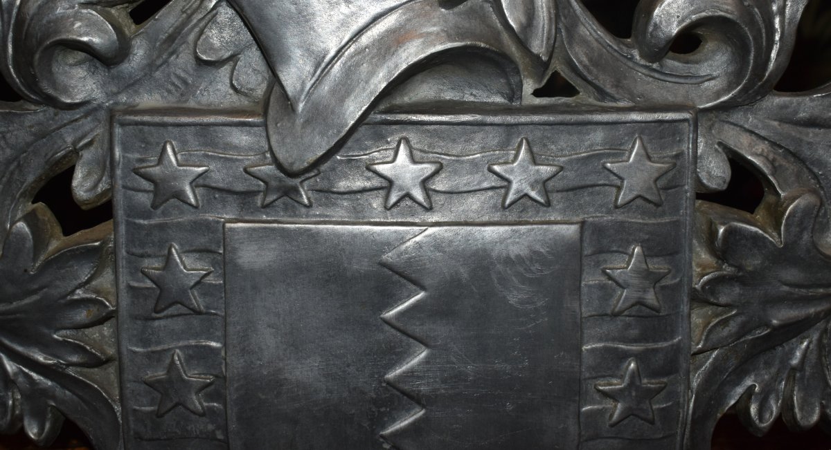 Blason Aux Armoiries, Bouclier, Heaume, étoiles, Inscriptions:  Non Mihi - Non Tibi - Sed Nobis-photo-6