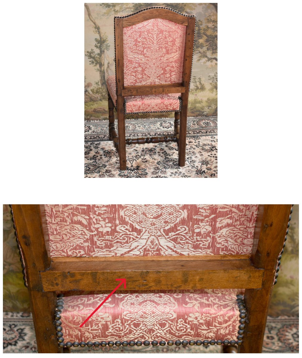paire de chaises haut dossier Louis XIII - Louis XIV  avec marque d'inventaire , XVIIe et XIXe -photo-7