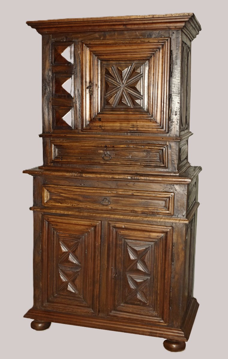 Homme Debout  Louis XIII,  Cabinet Fin Du XVIIe, buffet à Double Corps  à diminutif , 2 parties-photo-2