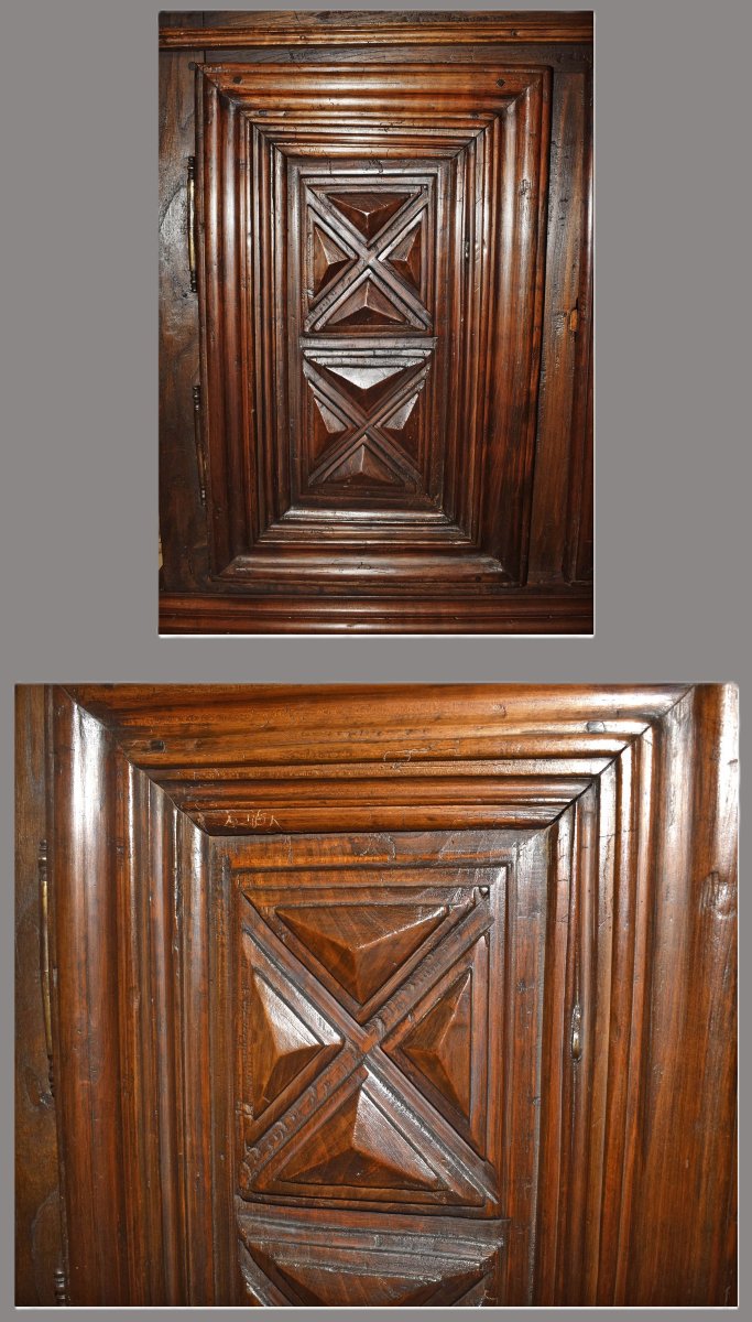 Homme Debout  Louis XIII,  Cabinet Fin Du XVIIe, buffet à Double Corps  à diminutif , 2 parties-photo-2