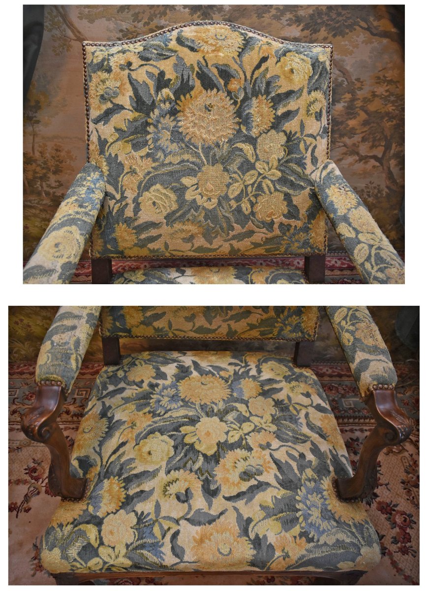 Pair Of Important 19th-century Armchairs With High, Flat, Regency-style Backrests—louis XV -photo-3