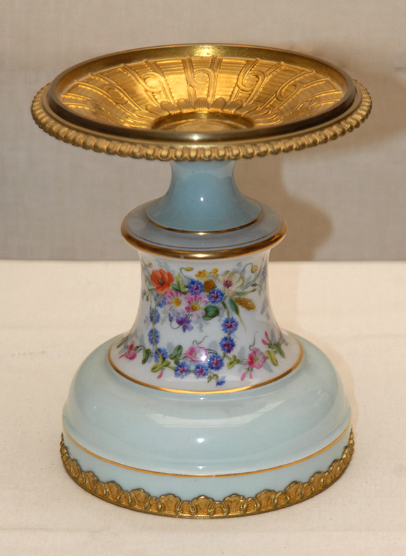 Grande Lampe Et Support Porcelaine, Bronze Doré, Napoleon III, XIXème.-photo-3
