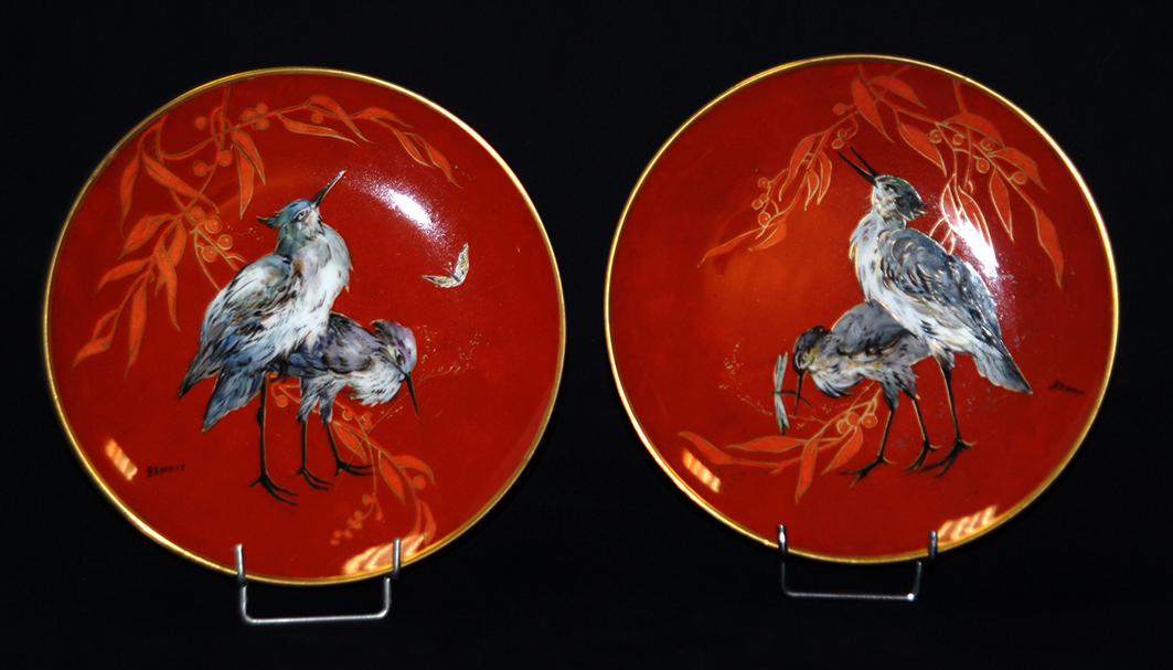 Pair Of Limoges Porcelain Plates Hand Painted.-photo-2