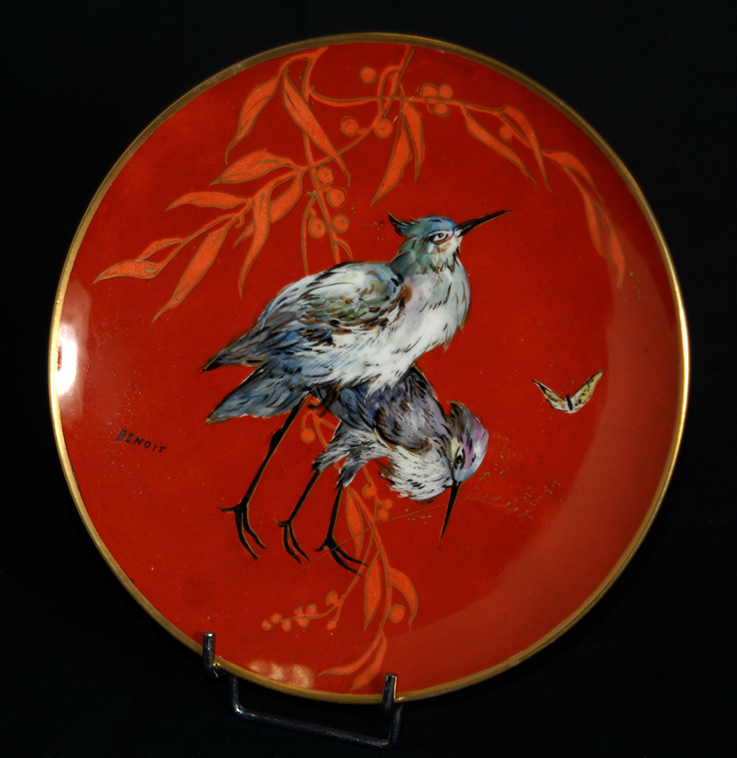 Pair Of Limoges Porcelain Plates Hand Painted.-photo-3