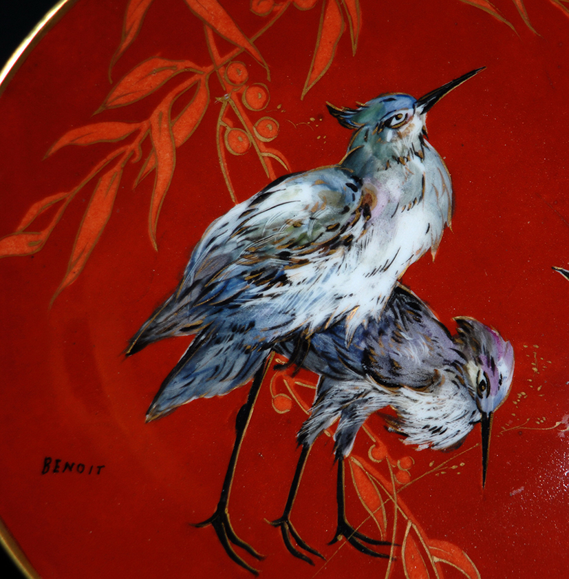 Pair Of Limoges Porcelain Plates Hand Painted.-photo-4