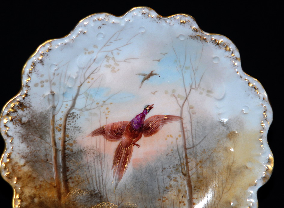 Pair Of Limoges Porcelain Plates, Hand Painted.-photo-1