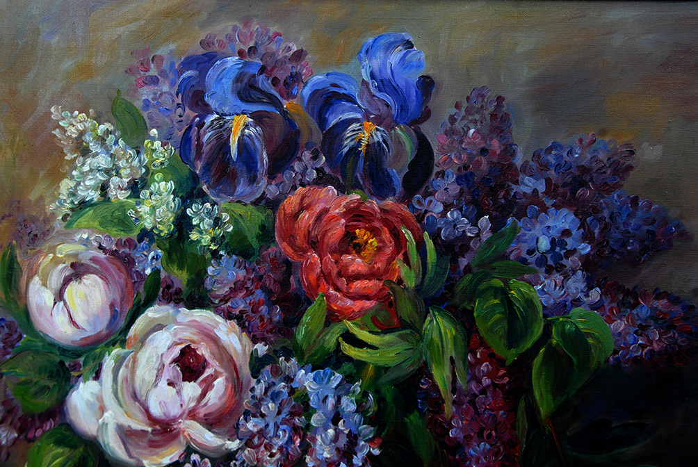Painting, Bouquet Of Flowers Signed Clavaud.-photo-2