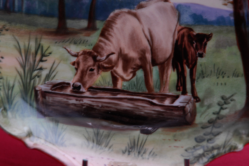 Plate Of Limoges Decor Cow And His Calf To The Drinker.-photo-2