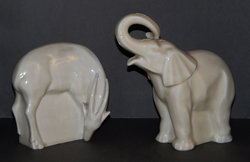 Statue, Sculpture, Elephant, Antelope In Limoges Porcelain.