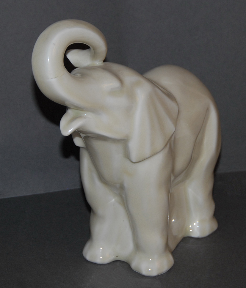 Statue, Sculpture, Elephant, Antelope In Limoges Porcelain.-photo-1