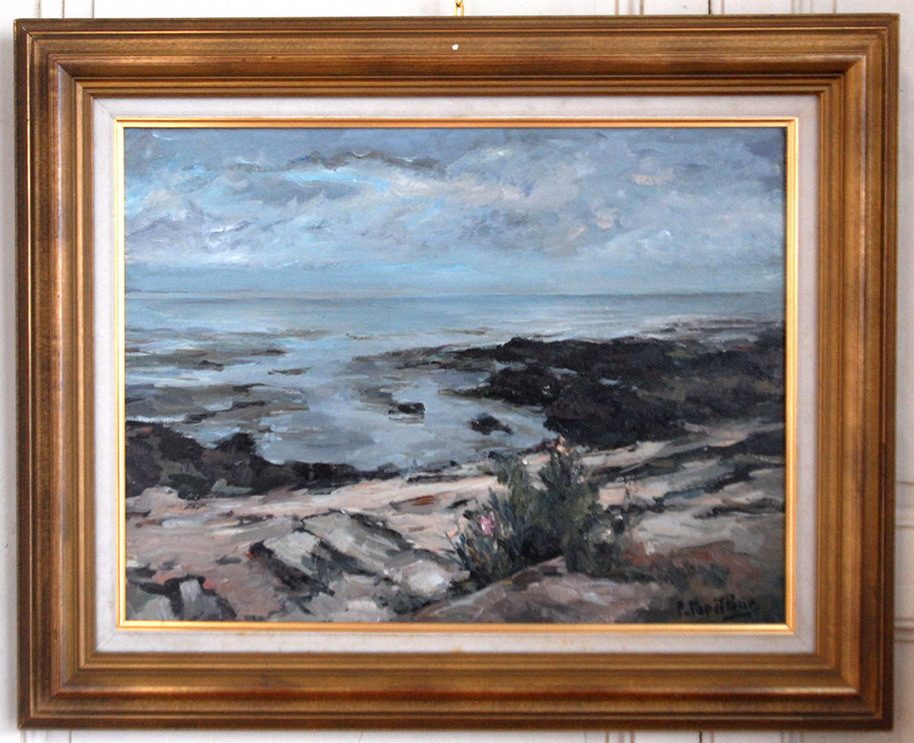 Table Landscape Seaside, Painting Signed P.papillaud.