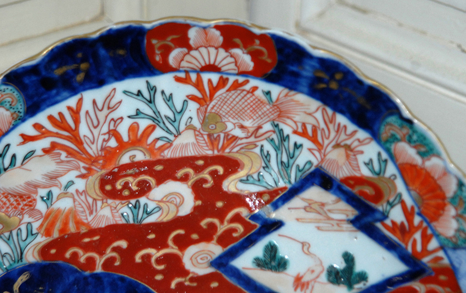 Porcelain Dish Imari Fan-shaped, Japan, Nineteenth-photo-1