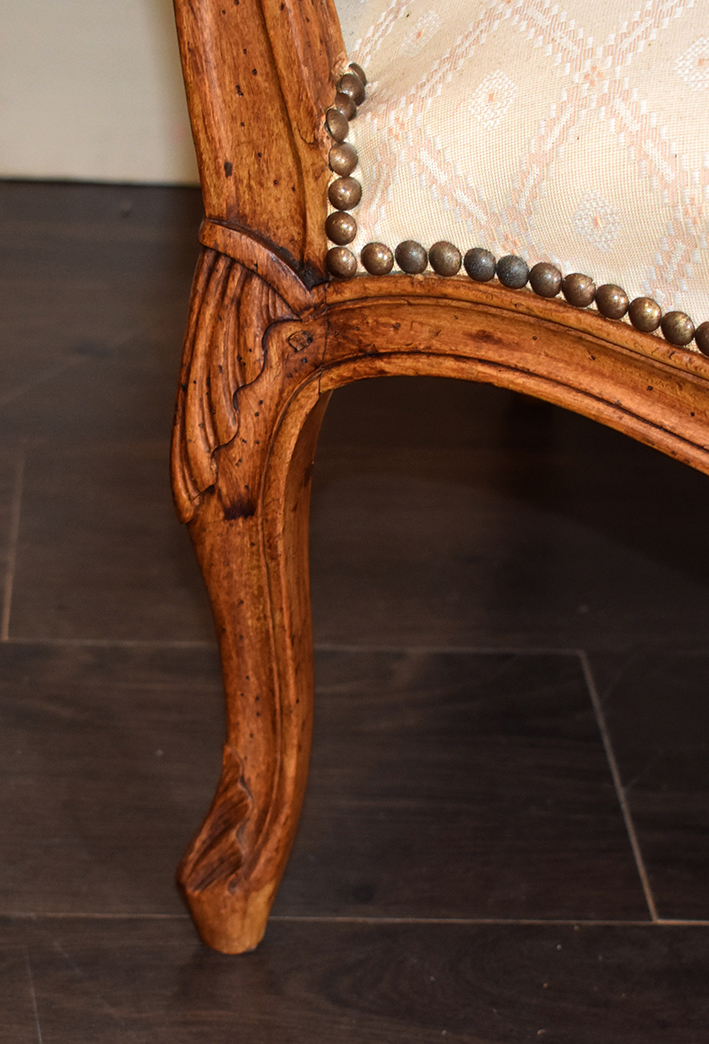 Paire De Fauteuils à La Reine Louis XV , Dossier Plat , XIXème.-photo-6