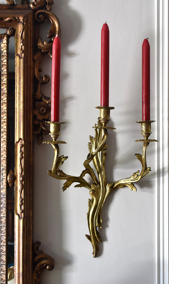 Pair Of Bronze Wall Louis XV Style Rocaille, XIX.-photo-2