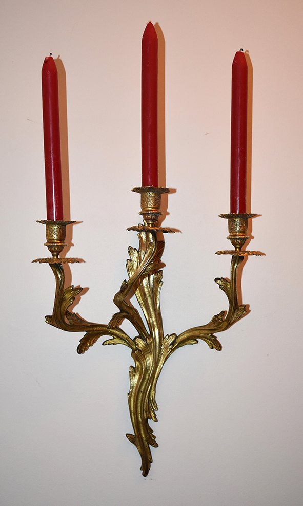 Pair Of Bronze Wall Louis XV Style Rocaille, XIX.-photo-3