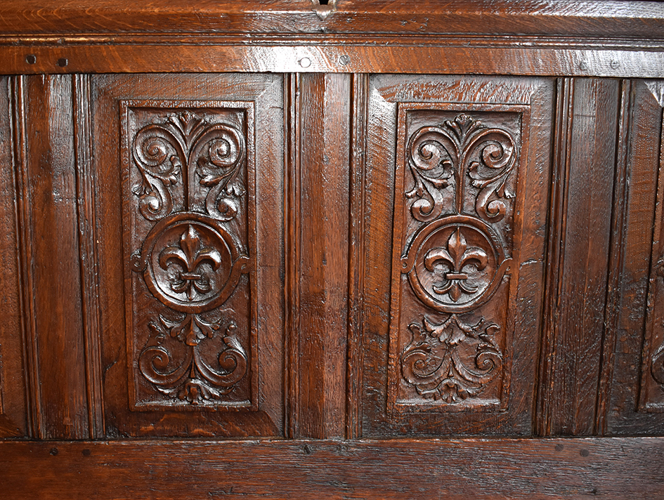 Renaissance Style Chest, In Carved Oak, Eighteenth.-photo-1