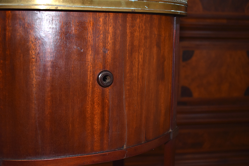 Small Salon Side Table, Drum Shape, Mahogany Bedside.-photo-5