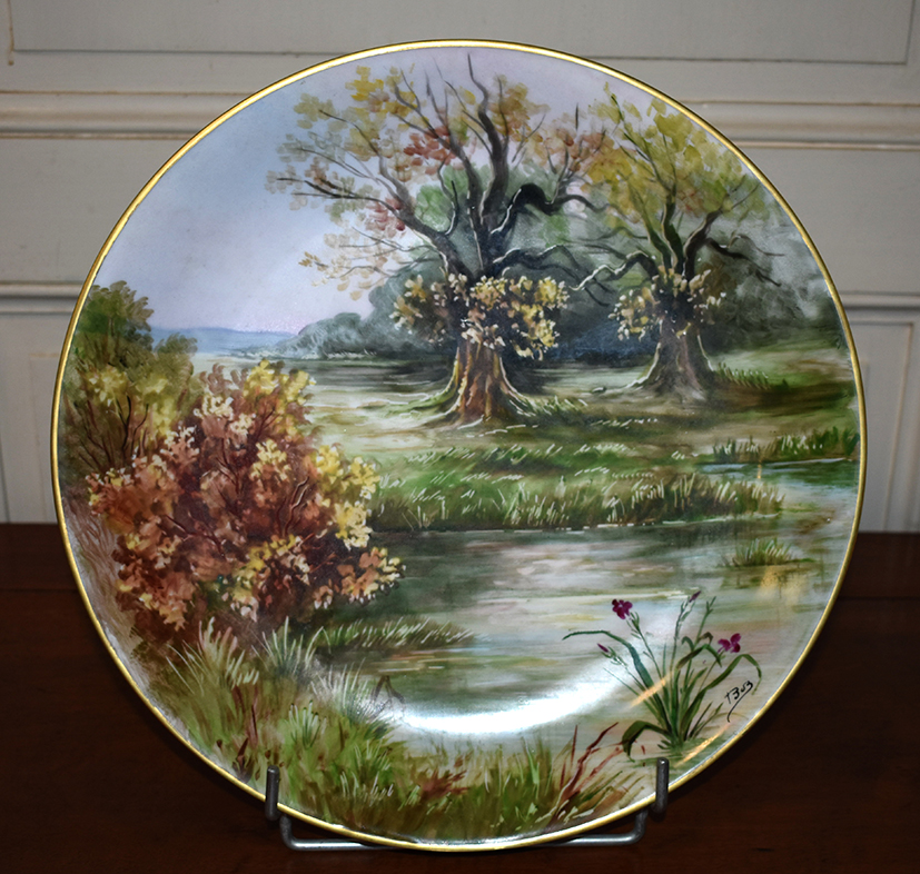 P. Pastaud. Pair Of Great Plates Porcelain Limoges, Entirely Hand Painted.-photo-1