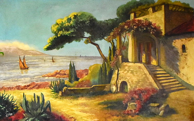 L. Dubois (XIX-XXème). Bord De Mer. Grand Tableau Paysage Méditérranéen.-photo-4