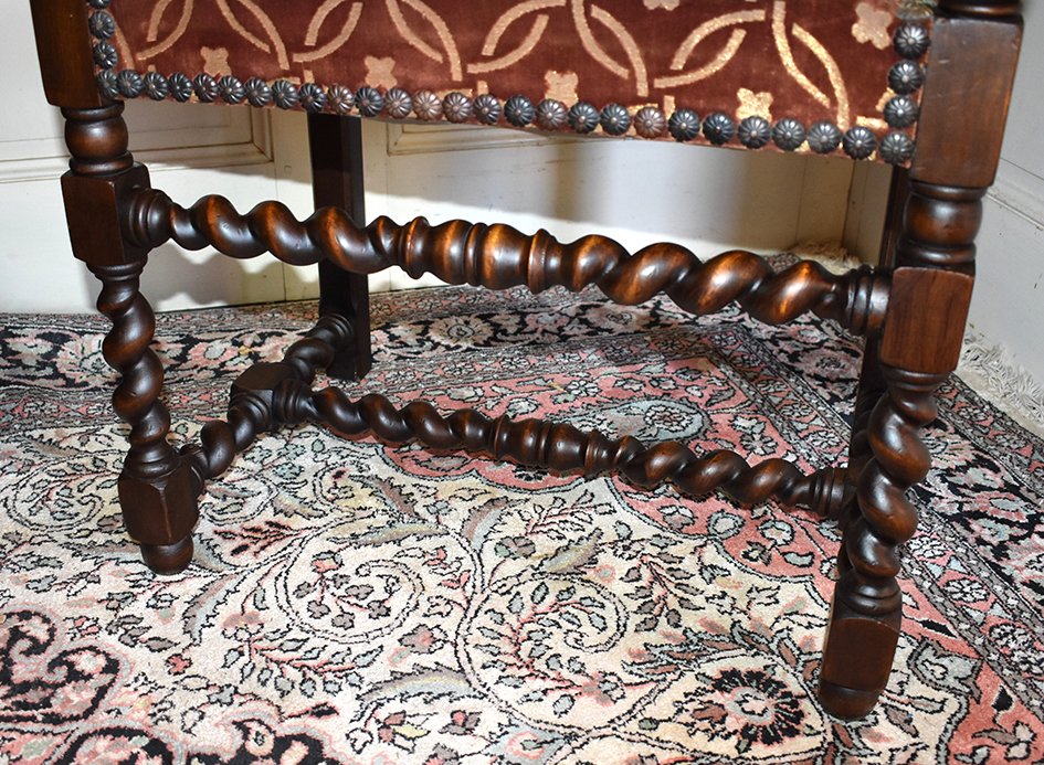 Chaise à Bras, Fauteuil Style Louis XIII En Noyer , XIXème.-photo-5