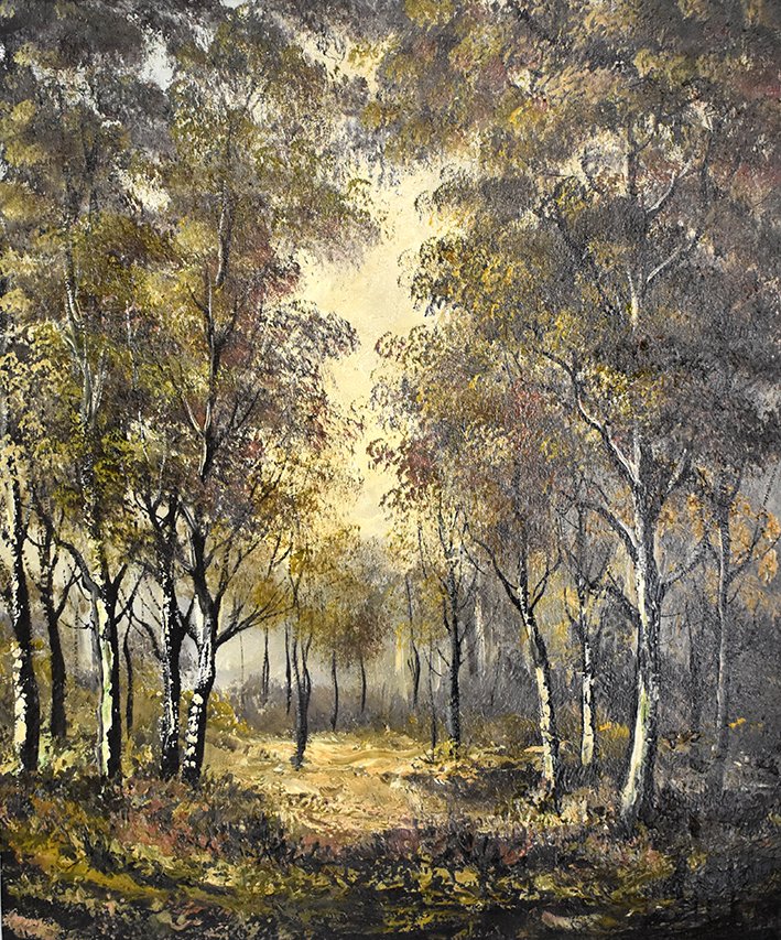 Robert Mogisse . Pair Of Paintings, Landscape Under Wood, Oil On Canvas Framed.-photo-4