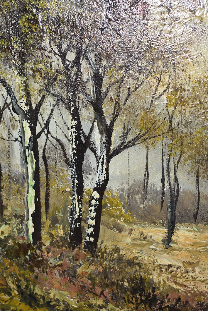 Robert Mogisse . Paire De Tableaux, Paysage Sous Bois, Huile Sur Toile Encadrée.-photo-1