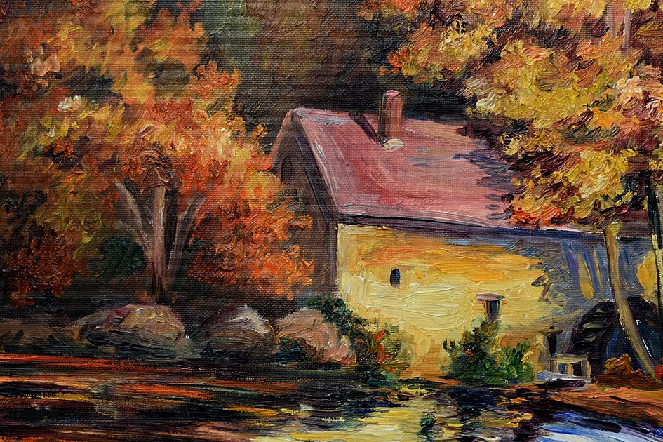 S. Clavaud, Oil On Canvas, Landscape, Mill On Riverside.-photo-3