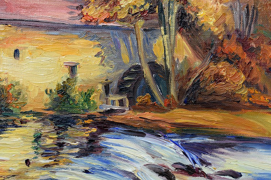 S. Clavaud, Oil On Canvas, Landscape, Mill On Riverside.-photo-4