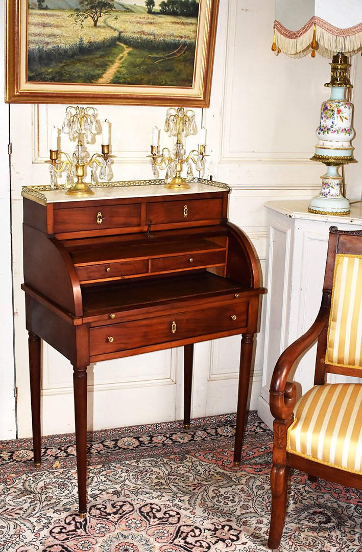 Bureau Cylindre De Dame En Acajou De  Style Louis XVI.-photo-2