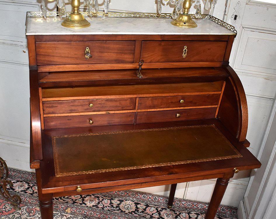Bureau Cylindre De Dame En Acajou De  Style Louis XVI.-photo-1