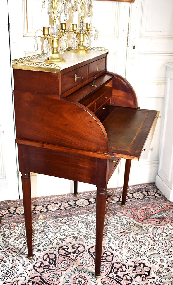 Bureau Cylindre De Dame En Acajou De  Style Louis XVI.-photo-3
