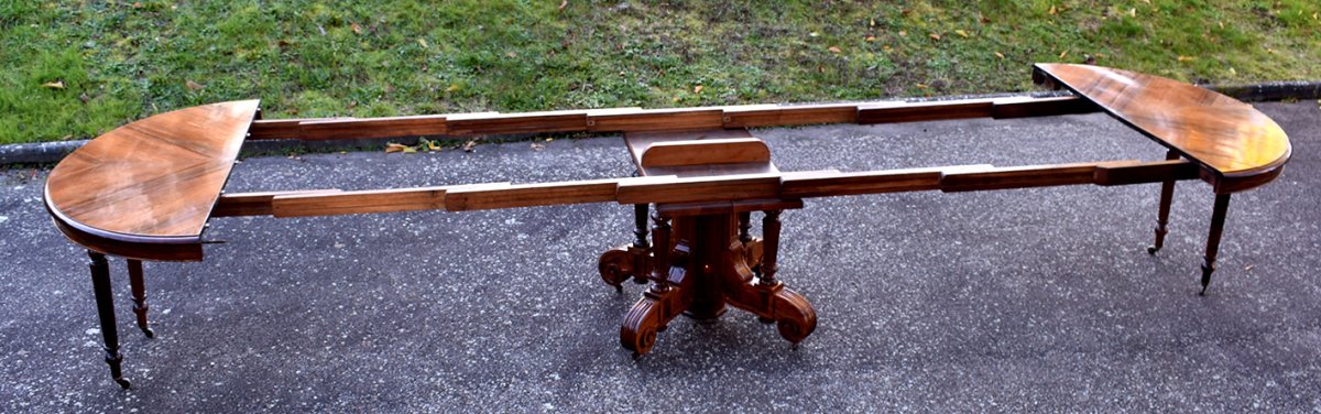 Importante Table - Gu&eacute;ridon  Ovale De Salle &agrave; Manger &agrave; Rallonges. Palissandre, 5 Allonges, XIX.-photo-3
